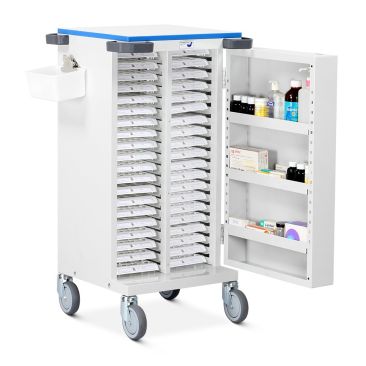 Medinoxx Compatible Trolley - (Forty Tray Capacity - 7 x 4 Medi-Trays) - Electronic Push Button Lock
