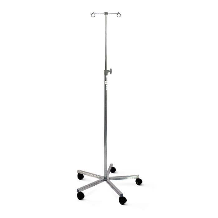 Mobile infusion stand in stainless steel, two hooks (DPS/2H) 