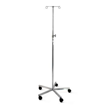 Mobile infusion stand in stainless steel, two hooks (DPS/2H) 