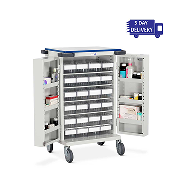 Roll Type Pouch Pack Compatible Trolley - Twenty Four Tray Capacity - Electronic Push Button Lock